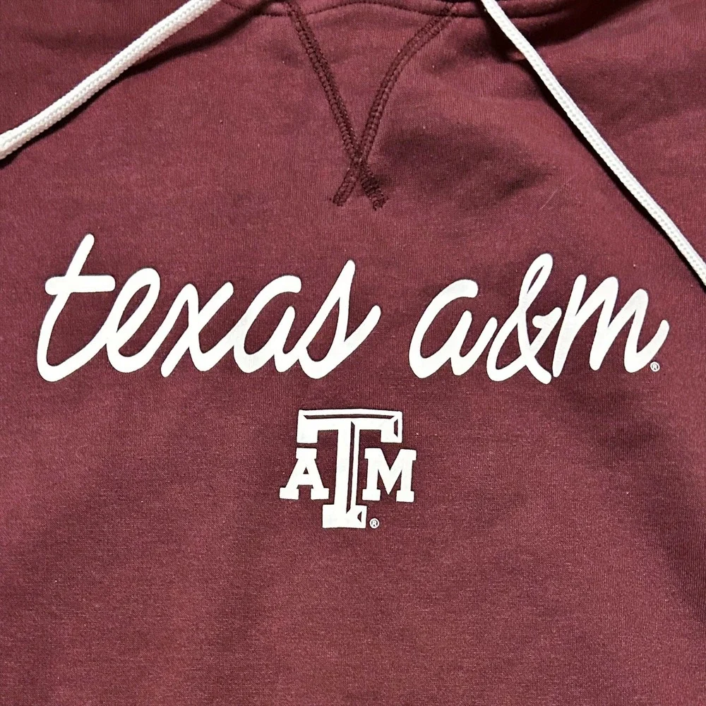 Texas A&M Hoodie Aggies Hooded Sweatshirt Womens XL Maroon White Relaxed Cropped